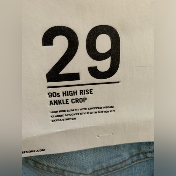 Re/Done 90’s High Rise Ankle Crop Woman’s jeans size 29. NWT - Picture 6 of 11